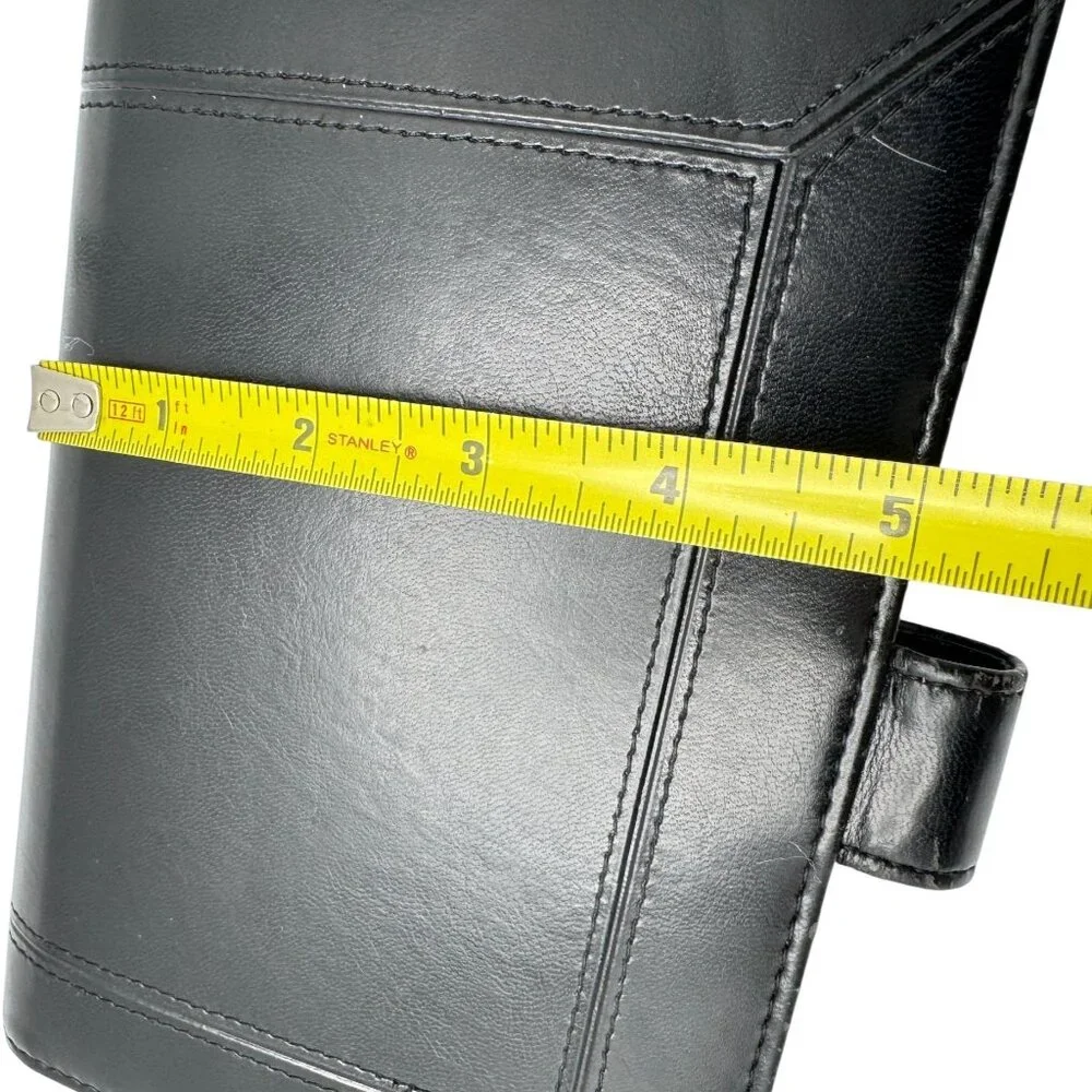 Day-Timer Black Faux Leather Snap-Close Organizer Stitched Compact 6-Ring Binder